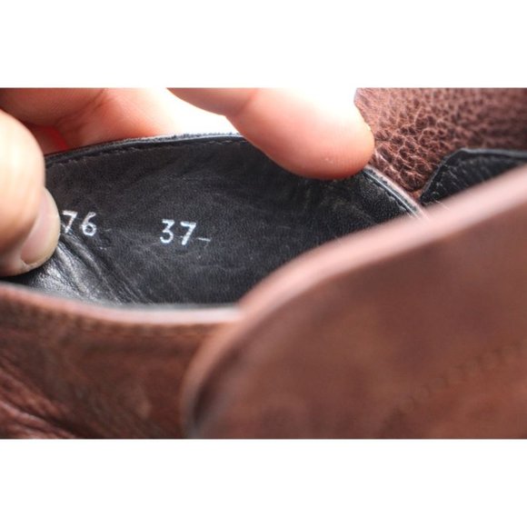 P Monjo Women's Size EU 37 Heeled Leather Boot Shoe Brown Buckle Strap - Picture 3 of 11